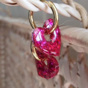 Boucles d'oreilles Adèle paillettes rose fuchsia