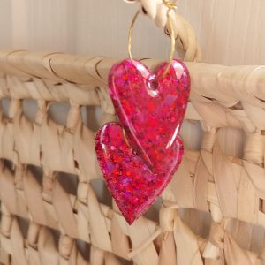 Boucles d'oreilles Constance paillettes rose fuchsia