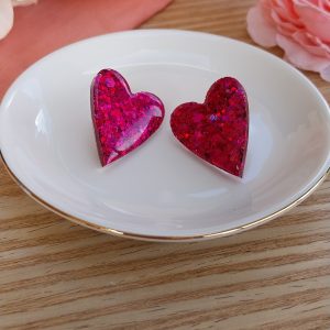 Boucles d'oreilles Joséphine paillettes rose fuchsia