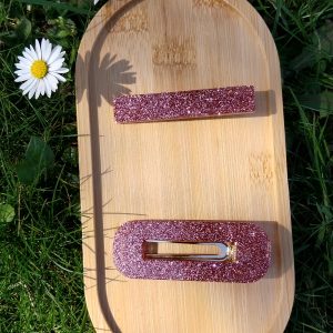 Barrettes - fines paillettes roses