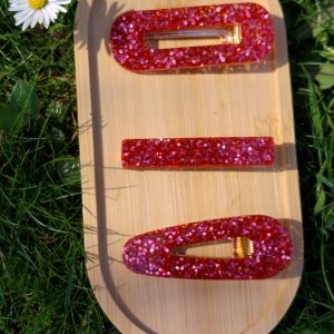 Barrettes - paillettes rose saumon