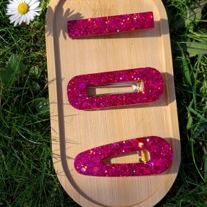 Barrettes - paillettes rose fuchsia