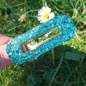 Barrettes - paillettes bleu/vert