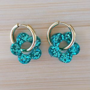 Boucles d'oreilles Elodie - Paillettes bleu/vert