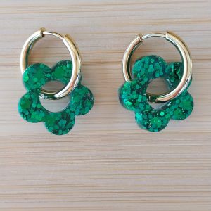 Boucles d'oreilles Elodie - Paillettes vertes