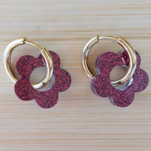 Boucles d'oreilles Elodie - Paillettes pourpres