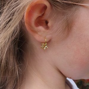 Boucles d'oreilles Rose - doré étincelant