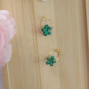 Boucles d'oreilles Rose - Vert