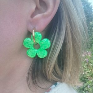 Boucles d'oreilles Laure - Vert fluo -