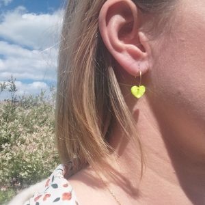 Boucles d'oreilles Violette - Jaune fluo -