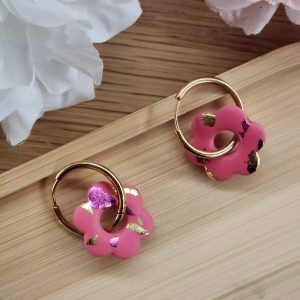 Anne-Laure - Fuchsia feuilles or et rose