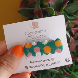 Mini barrette - Vert pois