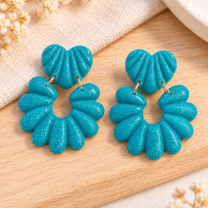 Boucles d'oreilles Sixtine - Turquoise pailleté